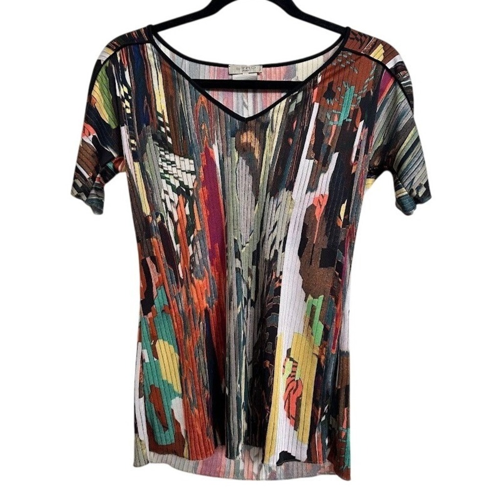 Etro Milano Abstract Multicolor Kimono Sleeve Jersey Top 42 Art Pop